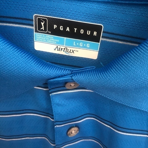 Pga Tour Men's Golf Performance Short Sleeve Three Color Stripe Polo Shirt - Picture 4 of 5
